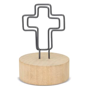 CLIP MEMO CON BASE IN LEGNO "CRUCI"