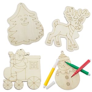 SET DECORAZIONI LEGNO "HAPPY CHRISTMAS" 4 PZ