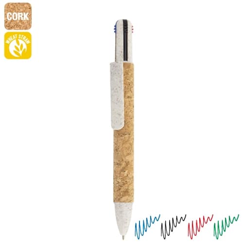 PENNA 4 COLORI IN SUGHERO E FIBRA DI GRANO "YAKO"